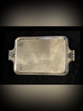 Vintage Friedman Silver Co Butlers Serving Tray Hallmarks 1786 Leaf Pattern